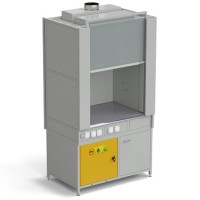 Шкаф вытяжной с коконом из стеклопластика без воды с электрикой 1200х820х2240 мм с отсеком для хранения кислот, раб. пов. - МОНОЛИТНЫЙ КЕРАМОГРАНИТ