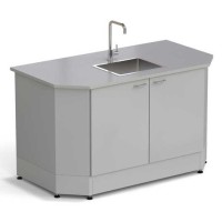 Стол-мойка торцевая ЭКРОС 1500х800х900 мм, чаша нержавеющая сталь, раб. поверхность - МОНОЛИТНЫЙ КЕРАМОГРАНИТ с ПВХ кромкой