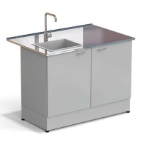 Стол-мойка ЭКРОС 1200х800х900 мм, чаша стеклопластик слева, раб. поверхность - НЕРЖАВЕЮЩАЯ СТАЛЬ