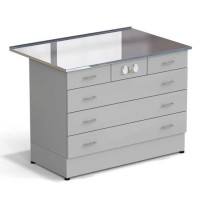 Стол-тумба ЭКРОС 1200х800х900 мм 2 ящика + 3 ящика с электрикой, раб. поверхность - НЕРЖАВЕЮЩАЯ СТАЛЬ