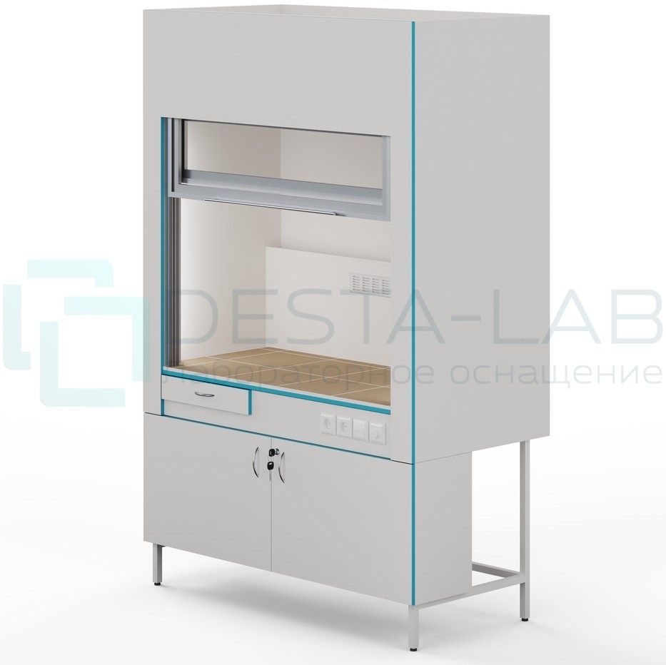 Вытяжной шкаф со столешницей из керамогранитной плитки Теолаб ШВ-1500 КГ-Комфорт