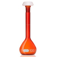 Колба мерная DURAN 100 мл, класс А, темное стекло, NS14/23, с пробкой (PE), с сертификатом партии