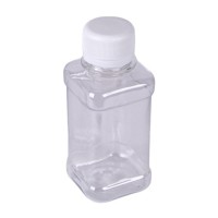 Бутылка квадратная 125 мл прозрачная с крышкой с контрольным кольцом