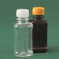 Бутылка квадратная 125 мл прозрачная с крышкой с контрольным кольцом