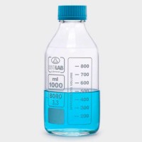 Бутыль ISOLAB 250 мл, GL45, с крышкой и сливным кольцом, стекло