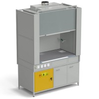 Шкаф вытяжной с коконом из стеклопластика с водой с электрикой 1500х820х2240 мм с отсеком для хранения кислот, раб. пов. - МОНОЛИТНЫЙ КЕРАМОГРАНИТ