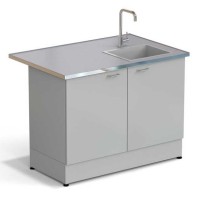 Стол-мойка ЭКРОС 1200х800х900 мм, чаша стеклопластик справа, раб. поверхность - МОНОЛИТНЫЙ КЕРАМОГРАНИТ с НС бортиком