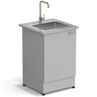 Стол-мойка ЭКРОС 600х600х900 мм, чаша нержавеющая сталь, раб. поверхность - МОНОЛИТНЫЙ КЕРАМОГРАНИТ с ПВХ кромкой