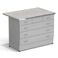 Стол-тумба ЭКРОС 1200х800х900 мм 2 ящика + 3 ящика, раб. поверхность - КЕРАМИКА с НС бортиком