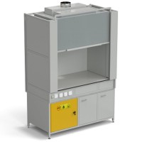Шкаф вытяжной с коконом из стеклопластика без воды с электрикой 1500х820х2240 мм с отсеком для хранения кислот, раб. поверхность - LABGRADE