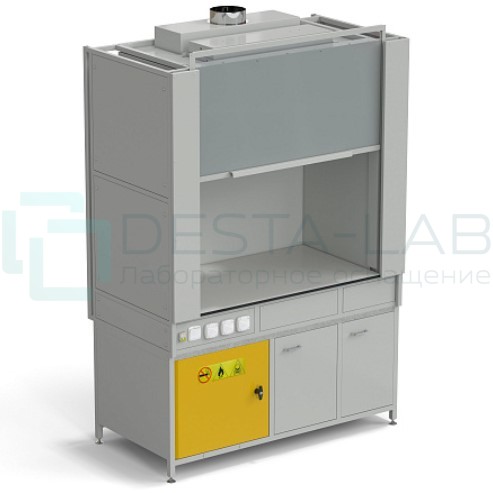 Шкаф вытяжной с коконом из стеклопластика без воды с электрикой 1500х820х2240 мм с отсеком для хранения кислот, раб. поверхность - LABGRADE