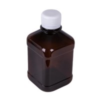 Бутылка квадратная 270 мл коричневая с крышкой с контрольным кольцом