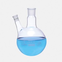 Колба круглодонная двухгорлая ISOLAB 1000 мл, боковой шлиф NS19/26 под углом 20° к центральному NS24/29, стекло