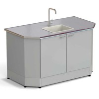 Стол-мойка торцевая ЭКРОС 1500х800х900 мм, чаша полипропилен, раб. поверхность - МОНОЛИТНЫЙ КЕРАМОГРАНИТ с НС бортиком