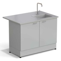 Стол-мойка ЭКРОС 1200х800х900 мм, чаша стеклопластик справа, раб. поверхность - МОНОЛИТНЫЙ КЕРАМОГРАНИТ с ПВХ кромкой
