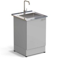 Стол-мойка ЭКРОС 600х600х900 мм, чаша нержавеющая сталь, раб. поверхность - НЕРЖАВЕЮЩАЯ СТАЛЬ