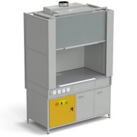 Шкаф вытяжной с коконом из стеклопластика без воды с электрикой 1500х820х2240 мм с отсеком для хранения кислот, раб. пов. - МОНОЛИТНЫЙ КЕРАМОГРАНИТ