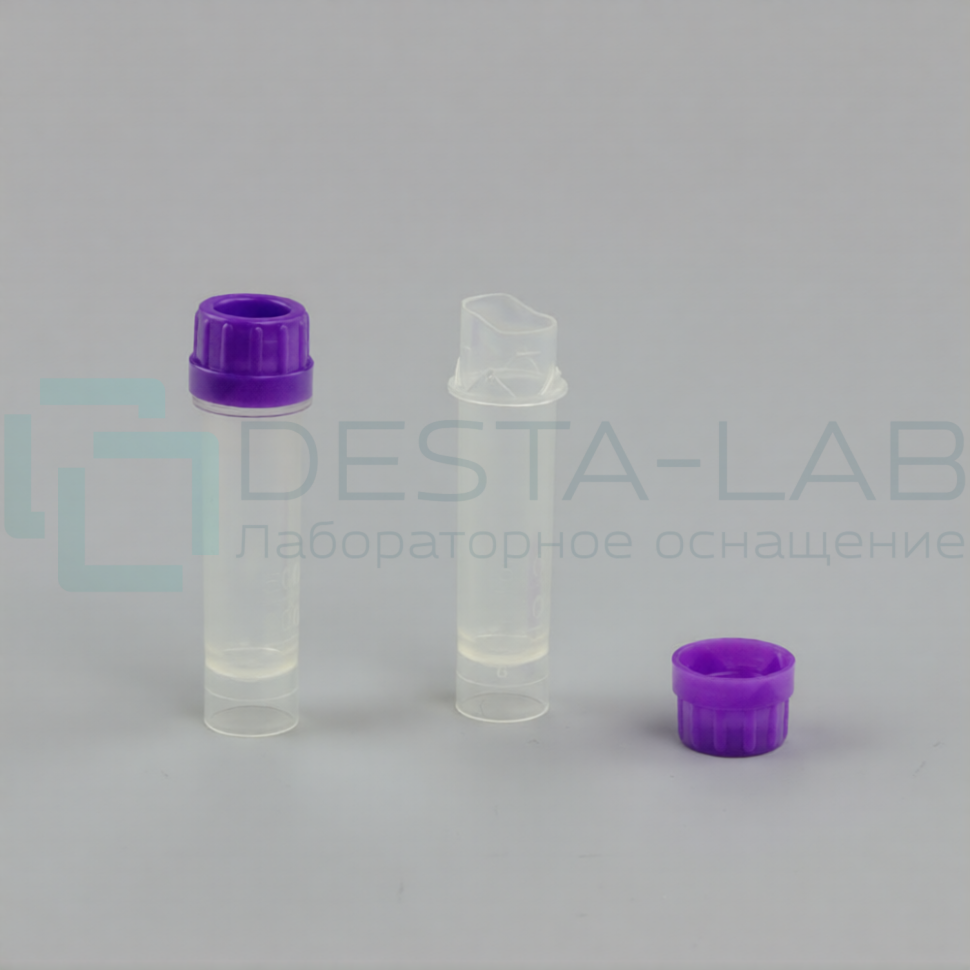 Пробирка не вакуумная для взятия капиллярной крови 013-046-К2Е-1К-050-050-U04 (с наполнителем К2ЭДТА, без капилляра, с одной крышкой, объем забираемой крови 0,5мл) Перинт, уп. 50 шт.