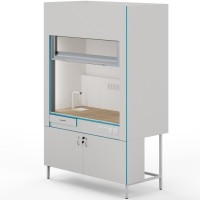 Вытяжной шкаф с сантехникой и столешницей из керамогранитной плитки Теолаб ШВ-1500 КГ-С-Комфорт