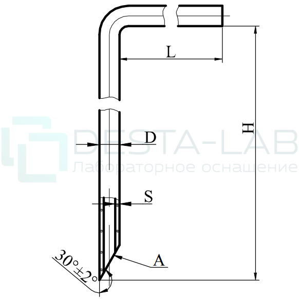 Трубка подачи пара в пробирку ГОСТ 12068 эскиз 5-554